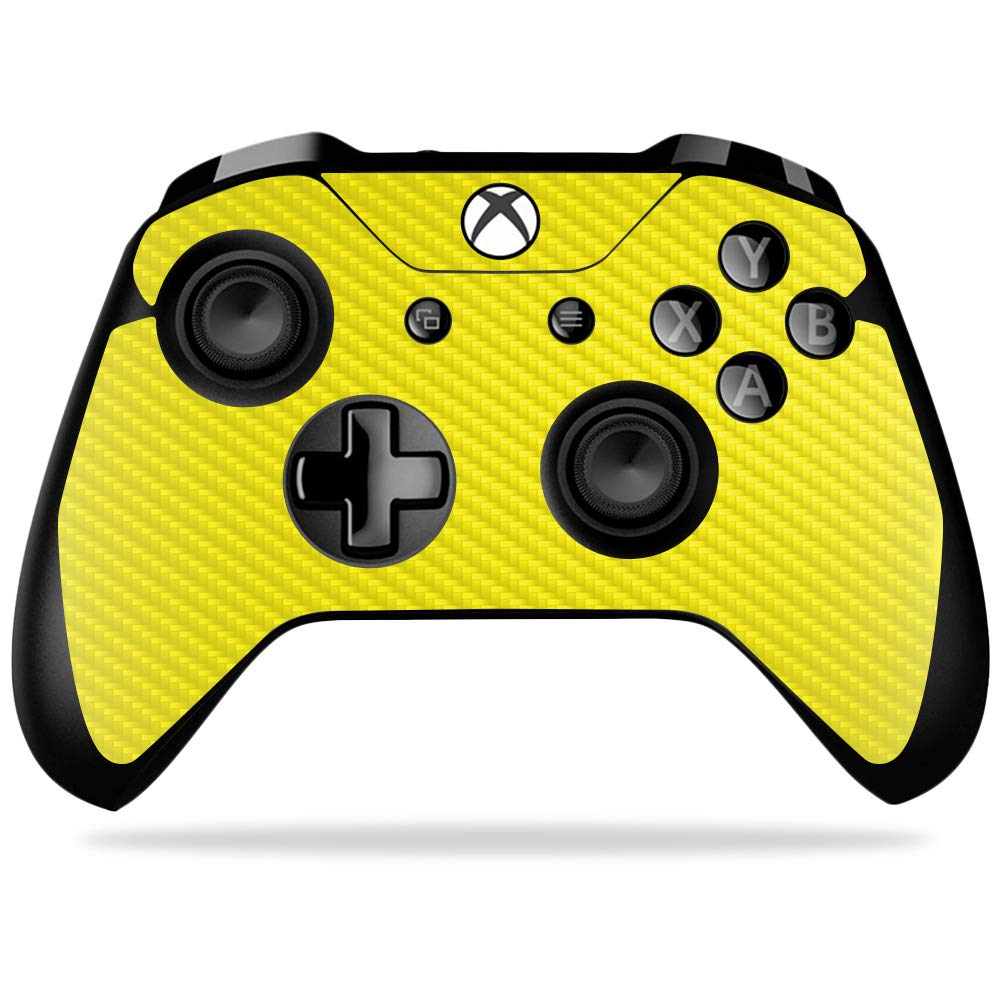 MightySkins Carbon Fiber Skin for Microsoft Xbox One X Controller - Solid Yellow | Protective  Durable Textured Carbon Fiber Finish | Easy to Apply  Remove  and Change Styles | Made in The USA