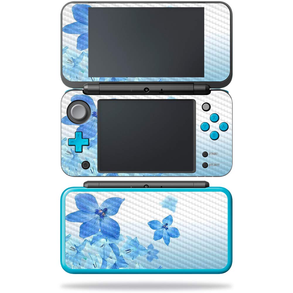 MightySkins Carbon Fiber Skin for Nintendo New 2DS XL - Marg Party | Protective  Durable Textured Carbon Fiber Finish | Easy to Apply  Remove  and Change Styles | Made in The USA Blue Flowers