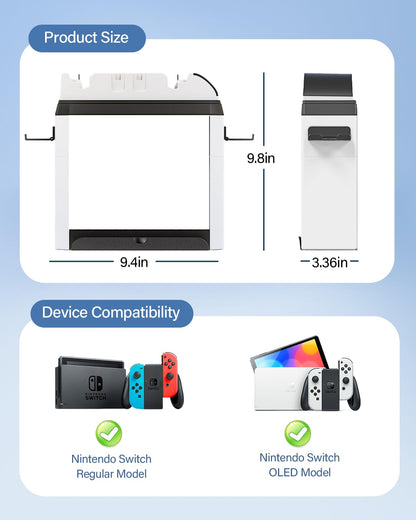 Nargos Switch Games Organizer and Charging Dock for Nintendo Switch & OLED Joy-Cons - Storage Rack Stand Accessories