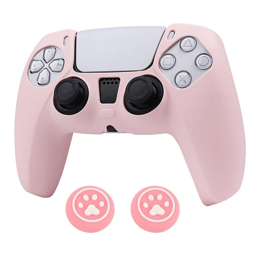 RALAN PurePink Silicone Grip Cover for PS5 Controllers with Non-Slip Design & 2 Thumb Caps