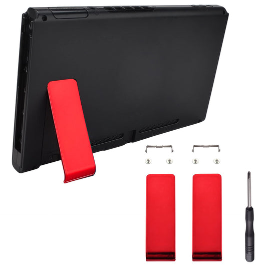 eXtremeRate 2 Set of Chrome Red Replacement Kickstand for Nintendo Switch Console  Back Bracket Holder Kick Stand for Nintendo Switch - Console NOT Included