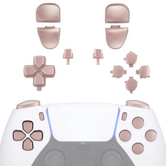 eXtremeRate Replacement D-pad R1 L1 R2 L2 Triggers Share Options Face Buttons  Metallic Rose Gold Full Set Buttons Compatible with ps5 Controller BDM-030 BDM-040 BDM-050 - Controller NOT Included