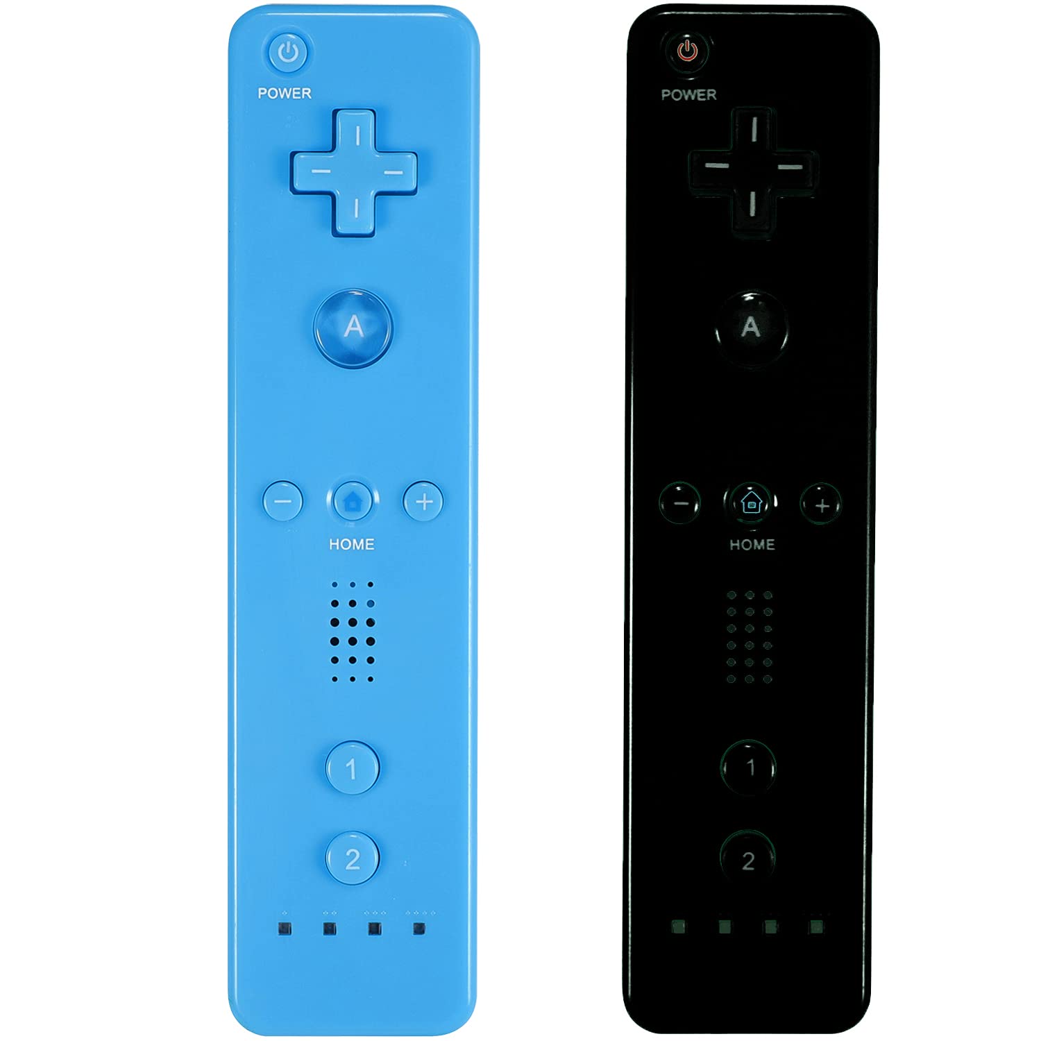 Yosikr Wii Controller 2 Pack - Remote with Silicone Case & Wrist Strap, Compatible with Wii/Wii U - Black & Blue