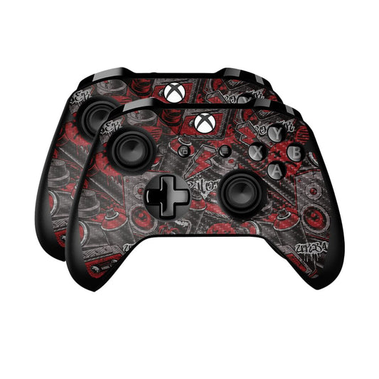 Carbon Fiber Skin Compatible with Microsoft Xbox One Controller (2 Pack) - Red Hip Hop - Premium 3M Vinyl Protective Wrap Decal Cover - Easy to Apply | Crafted in The USA by MightySkins