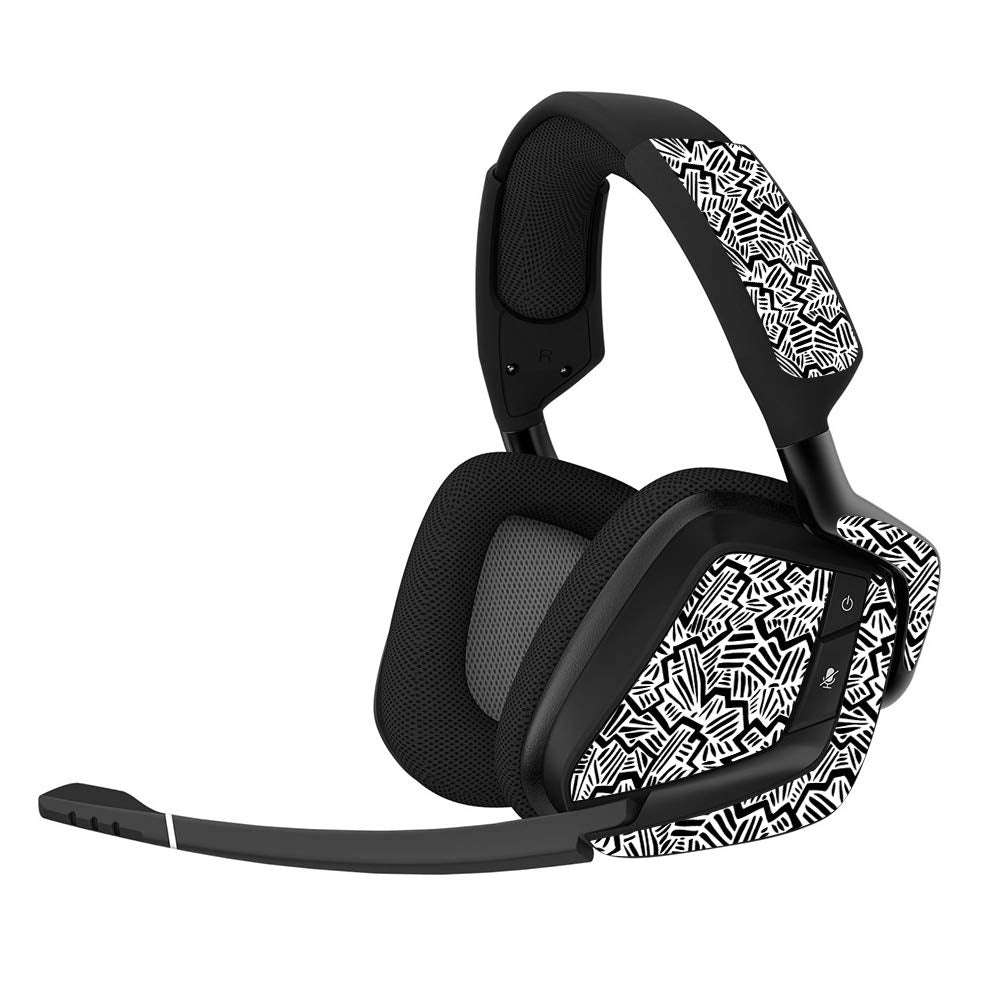 MIGHTY SKINS Corsair Void Pro Gaming Headset Skin - Durable Vinyl Decal, Abstract Black, Easy to Apply & Remove, Made in the USA