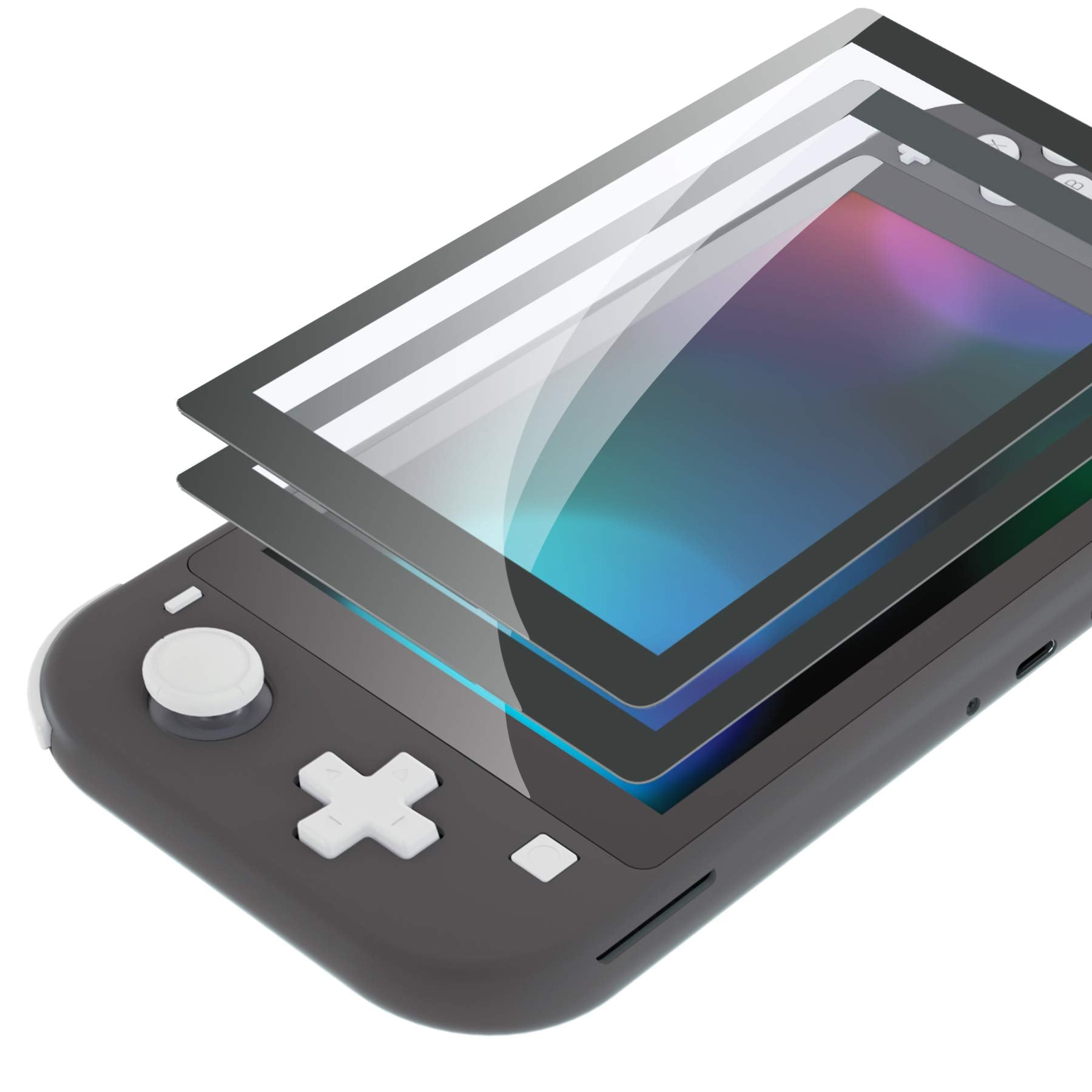 eXtremeRate 2 Pack Gray Border Transparent HD Clear Saver Protector Film  Tempered Glass Screen Protector for Nintendo Switch Lite [Anti-Scratch  Anti-Fingerprint  Shatterproof  Bubble-Free]