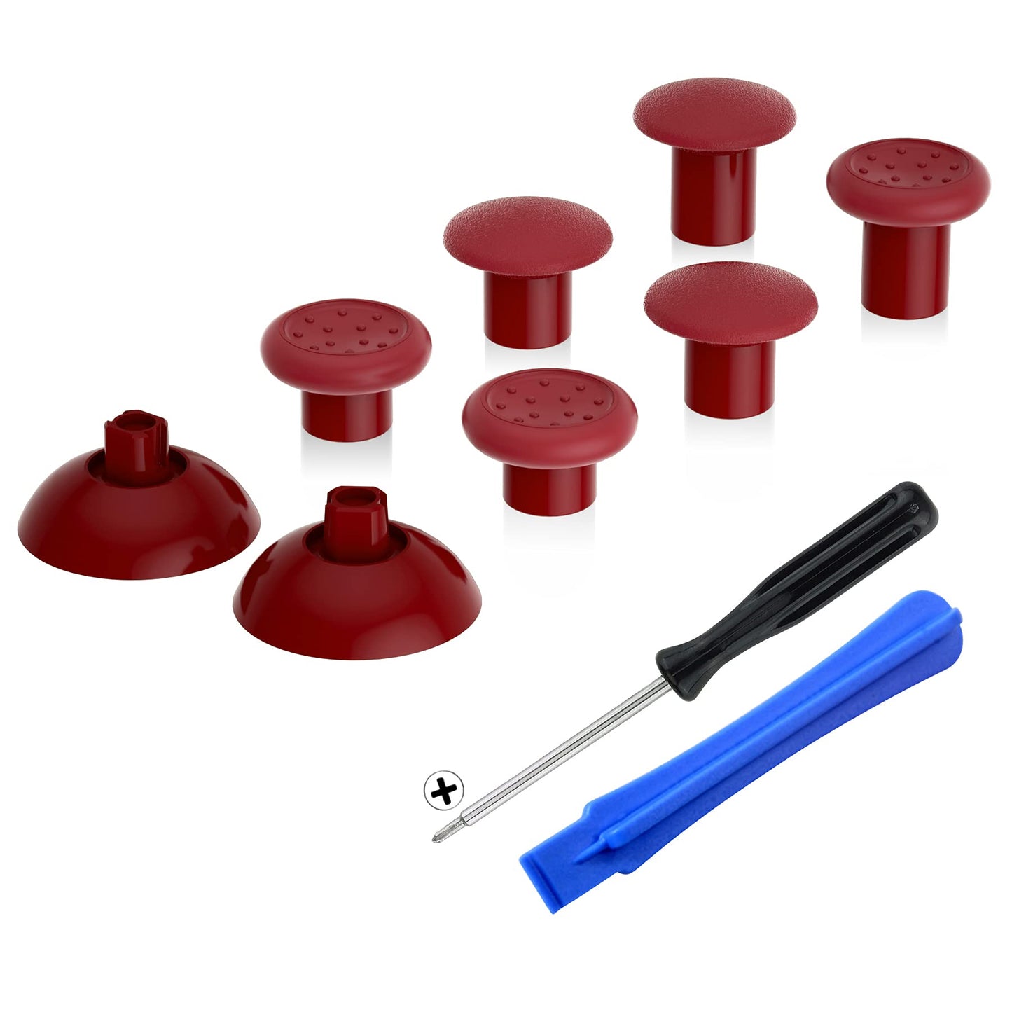 eXtremeRate ThumbsGear Ergonomic Thumbstick for PS5/PS4 - 3 Height Adjustable Grips, Carmine Red, Model P4J1112-JY