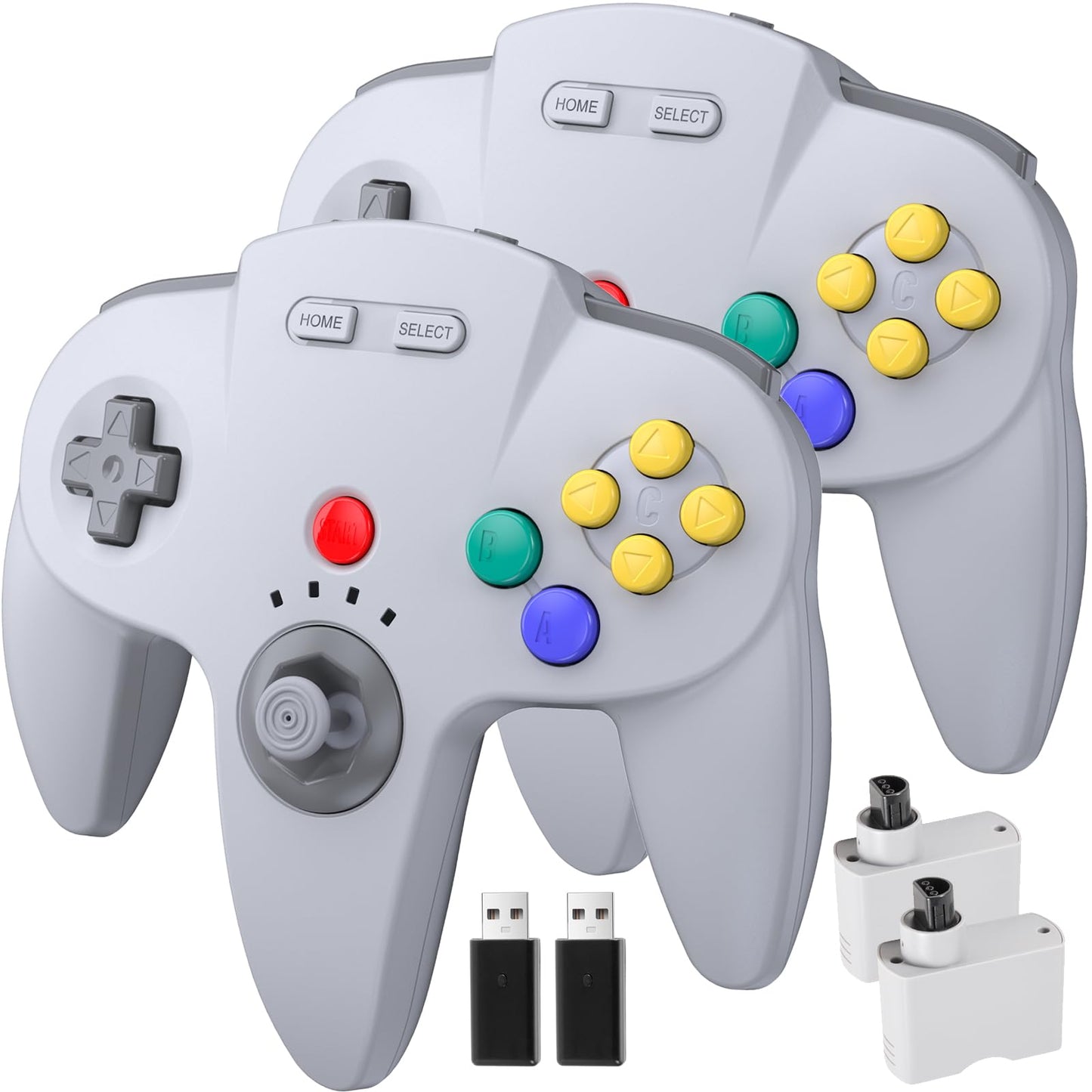 KIWITATA 2 Pack N64 Wireless Switch Controller - 2.4GHz Gamepad with Stable Connection  Compatible with Switch Online Games N64 Console  PC  Raspberry Pi  iOS  Windows 7 8 10 11 Gray