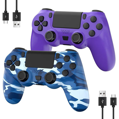 YsoKK Wireless Controller for PS4/Slim/Pro - Double Shock, Audio, Six-axis Motion Sensor - Purple & CAMO Blue - Model NS011