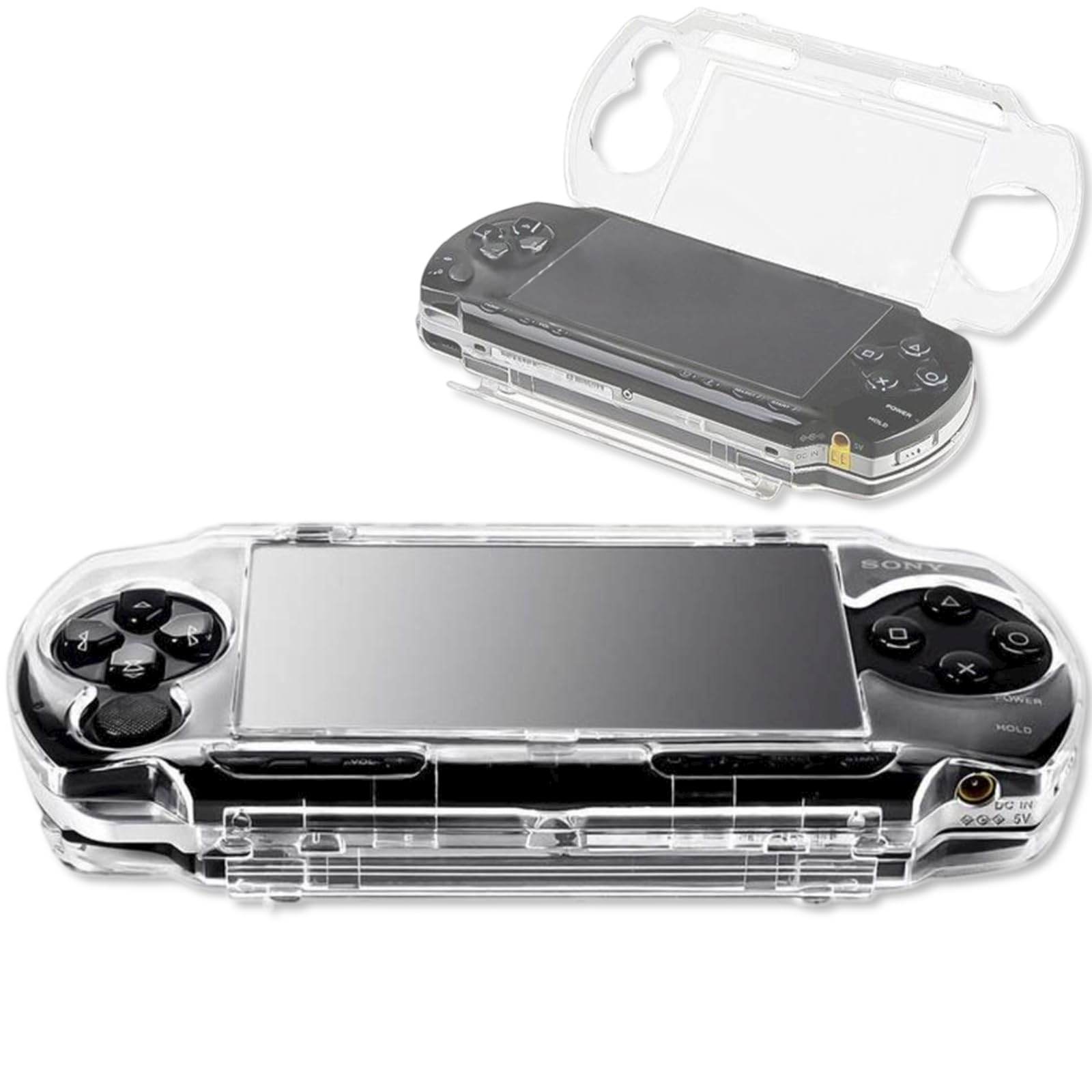 Clear Hard Case for PSP 1000 Series Protective Transparent Hard Case  Full Cover Protector Cover Case with Clear Display Movie Bracket  Shock/Scratch Resistant (for PSP 1000 Series)