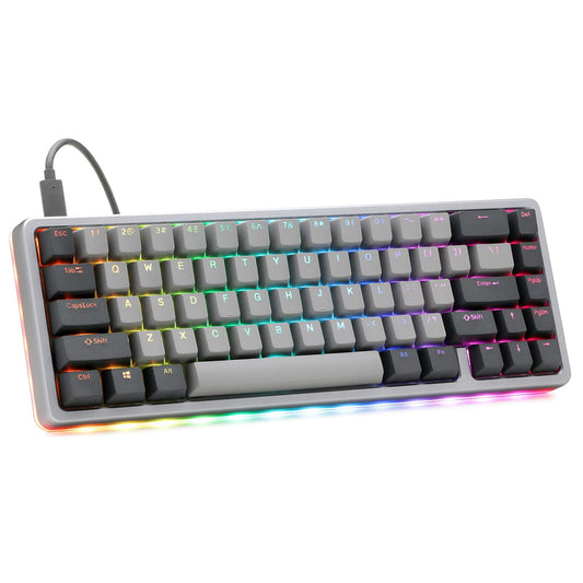 DROP ALT High-Profile 65% Mechanical Keyboard - Hot-Swap, RGB Backlit, Aluminum Frame, Halo Clear Switches, Gray, Model MDX-31828-1