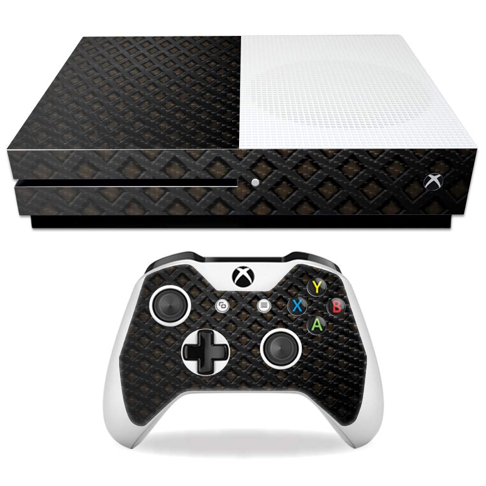 MightySkins Carbon Fiber Skin for Microsoft Xbox One S - Black Wall | Protective  Durable Textured Carbon Fiber Finish | Easy to Apply  Remove  and Change Styles | Made in The USA