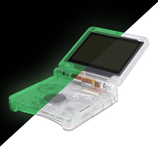 IPS Ready Upgraded eXtremeRate Glow in Dark - Green Custom Replacement Housing Shell for Gameboy Advance SP GBA SP - Compatible with Both IPS & Standard LCD - Console & Screen NOT Included