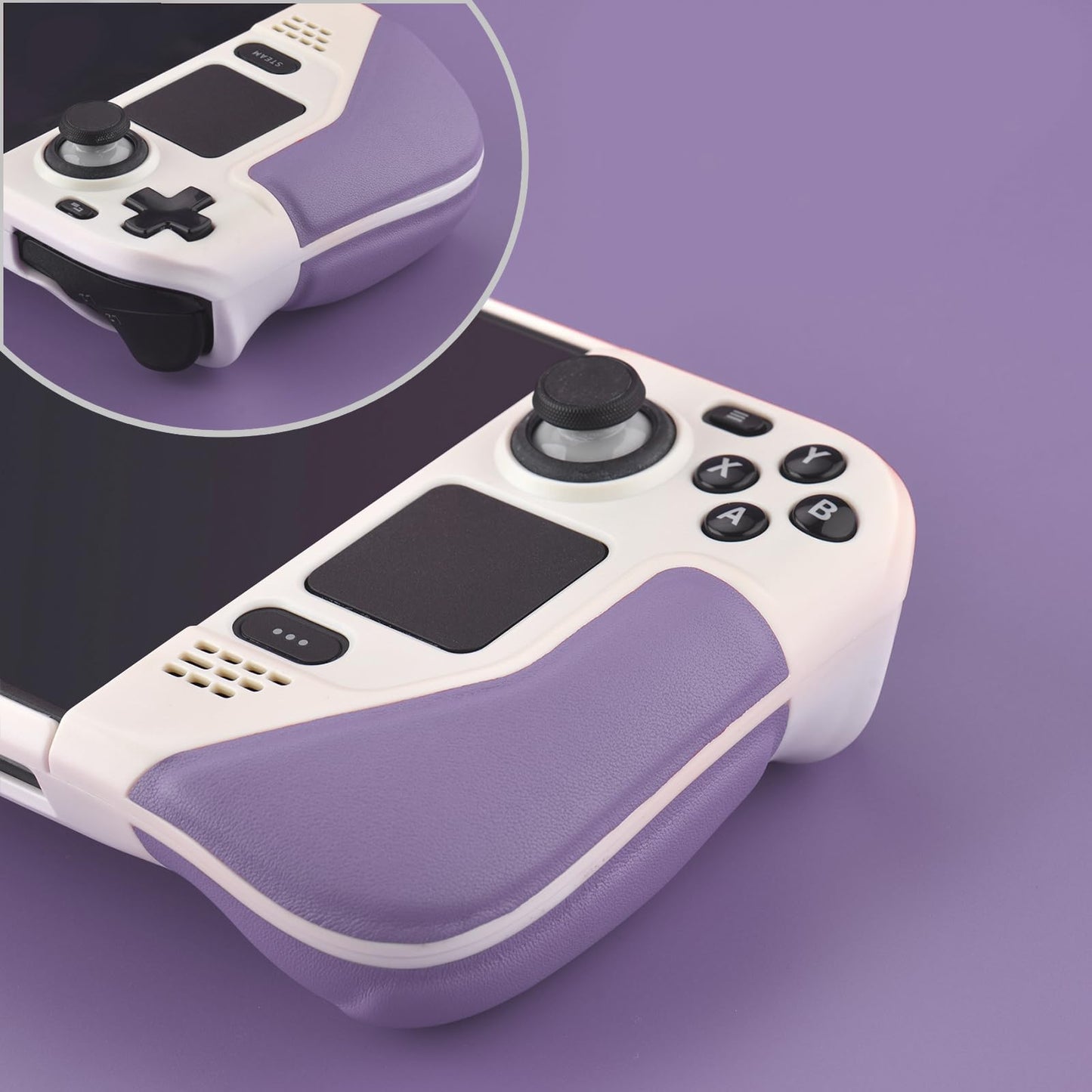 UYIYE Kickstand Case for Steam Deck - Protective Accessory, Beige/Purple, Model CASE-STEAM-FT02-Purple