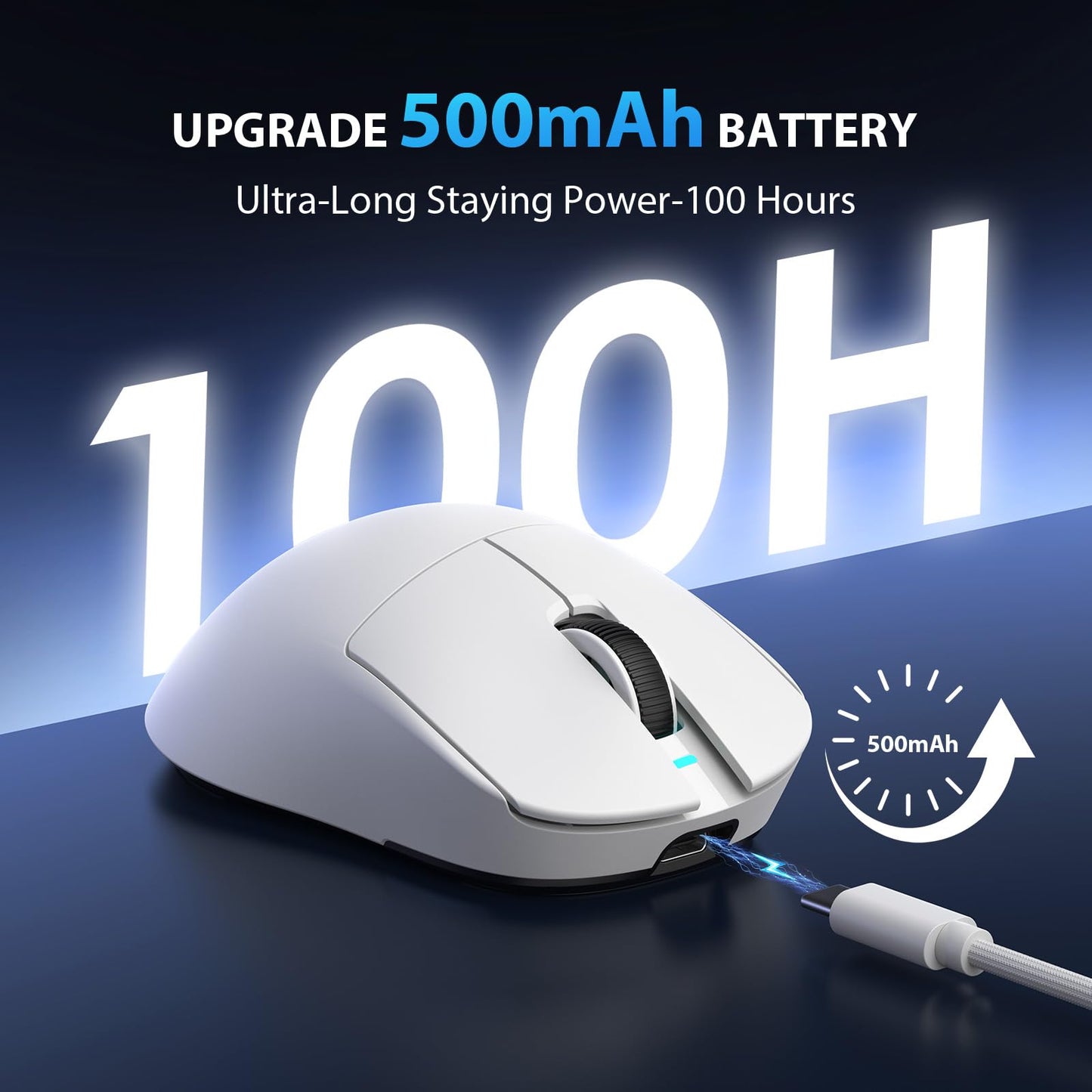 Transformers GM04 Wireless Gaming Mouse - 12000 DPI, 100h Battery, 5 Programmable Buttons, White