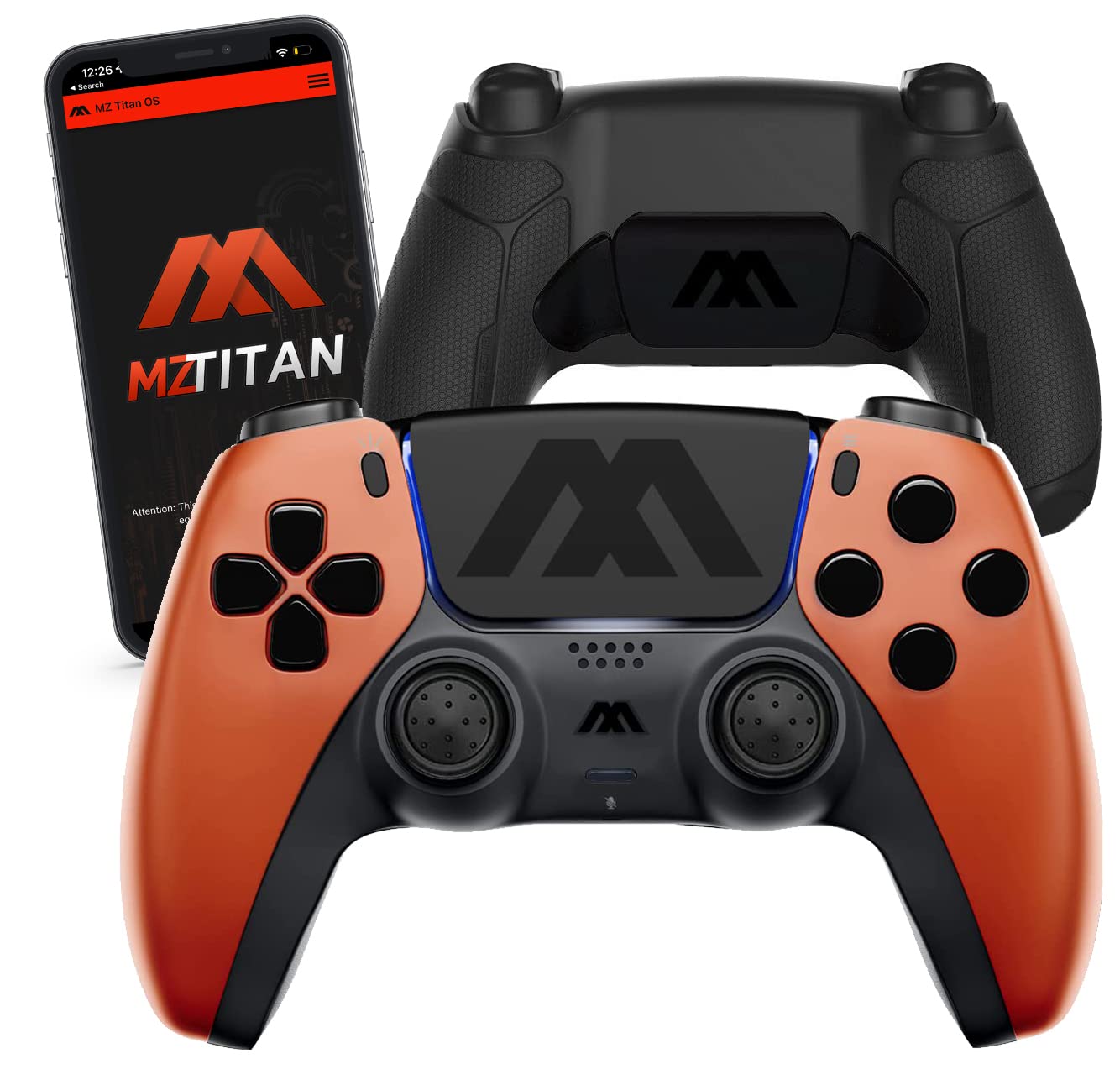 MODDEDZONE Extreme Modded Controller + Anti Recoil |Back Remappable Paddles|Interchangeable Thumbsticks| Hair Triggers|Tactical Buttons| Compatible with PS5 Console & PC | APP controlled (Soft Orange)