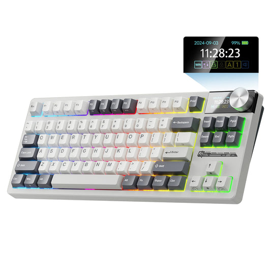 RK ROYAL KLUDGE S85 Wireless Mechanical Keyboard  TKL Keyboard with Display & Ratchet Knob  Triple-Mode Bluetooth/2.4GHz/USB-C  Custom Linear Silent Switches  7200mAh Battery  Hot Swappable  85 Keys