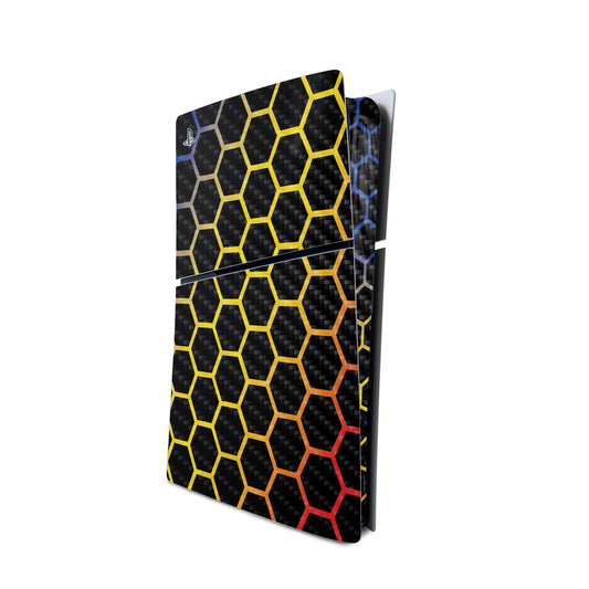 MightySkins Carbon Fiber Skin for PS5 Playstation 5 Slim Digital Edition Console Only - Primary Honeycomb Protective  Durable Textured Carbon Fiber Finish Easy to Apply Made in The USA