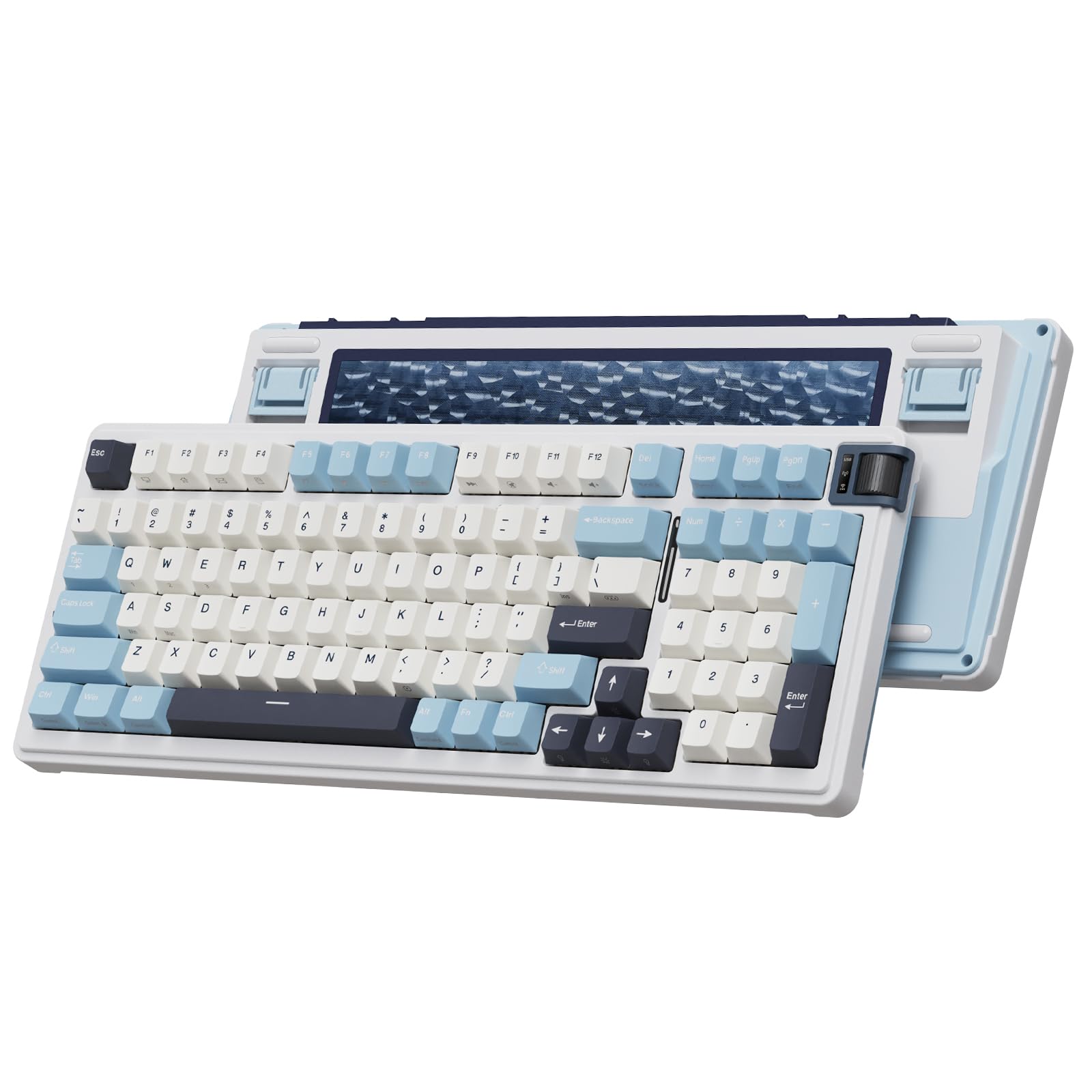 KZZI K98 Wireless Mechanical Keyboard with Number Pad & Volume Knob  Triple Mode BT/2.4G/USB-C Gaming Keyboard  Gasket Mount  PBT Keycaps  Hot Swappable  Creamy Sounding