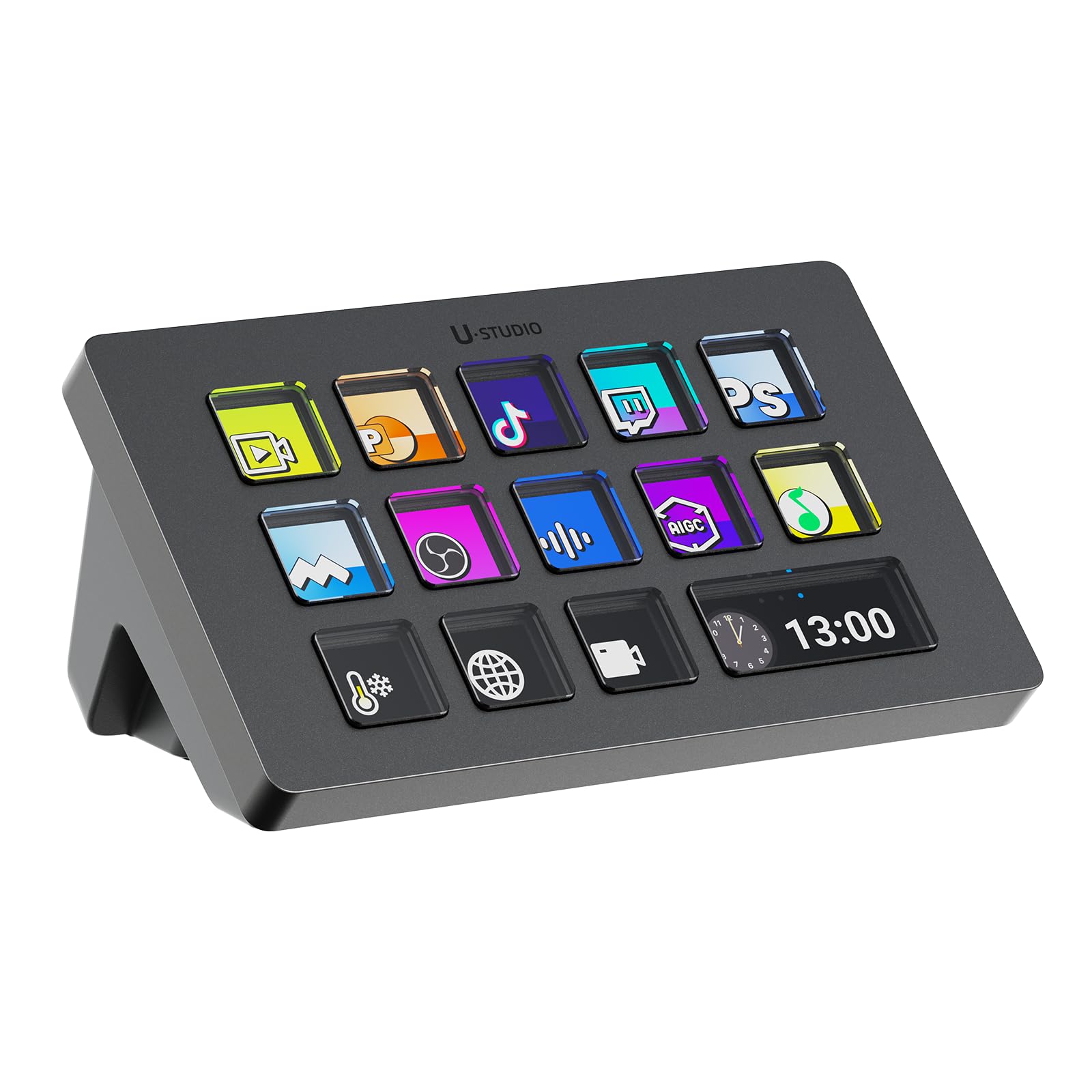 ULANZI D200 U-Studio Macro Keyboard Stream Controller  14 LCD Keys  13 Customizable Macro Keys Deck to Control Apps and Software  Trigger Actions in OBS  Twitch  YouTube and more  for Mac/PC