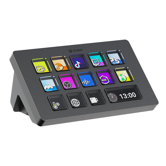 ULANZI D200 U-Studio Macro Keyboard Stream Controller  14 LCD Keys  13 Customizable Macro Keys Deck to Control Apps and Software  Trigger Actions in OBS  Twitch  YouTube and more  for Mac/PC