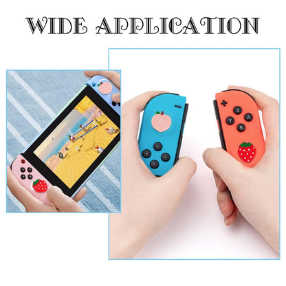 GORGECRAFT Thumb Grips for Switch OLED Lite - 4Pcs Mixed Fruit Pattern Joystick Caps, 22x20mm & 21.5x19mm, Soft Silicon Cover