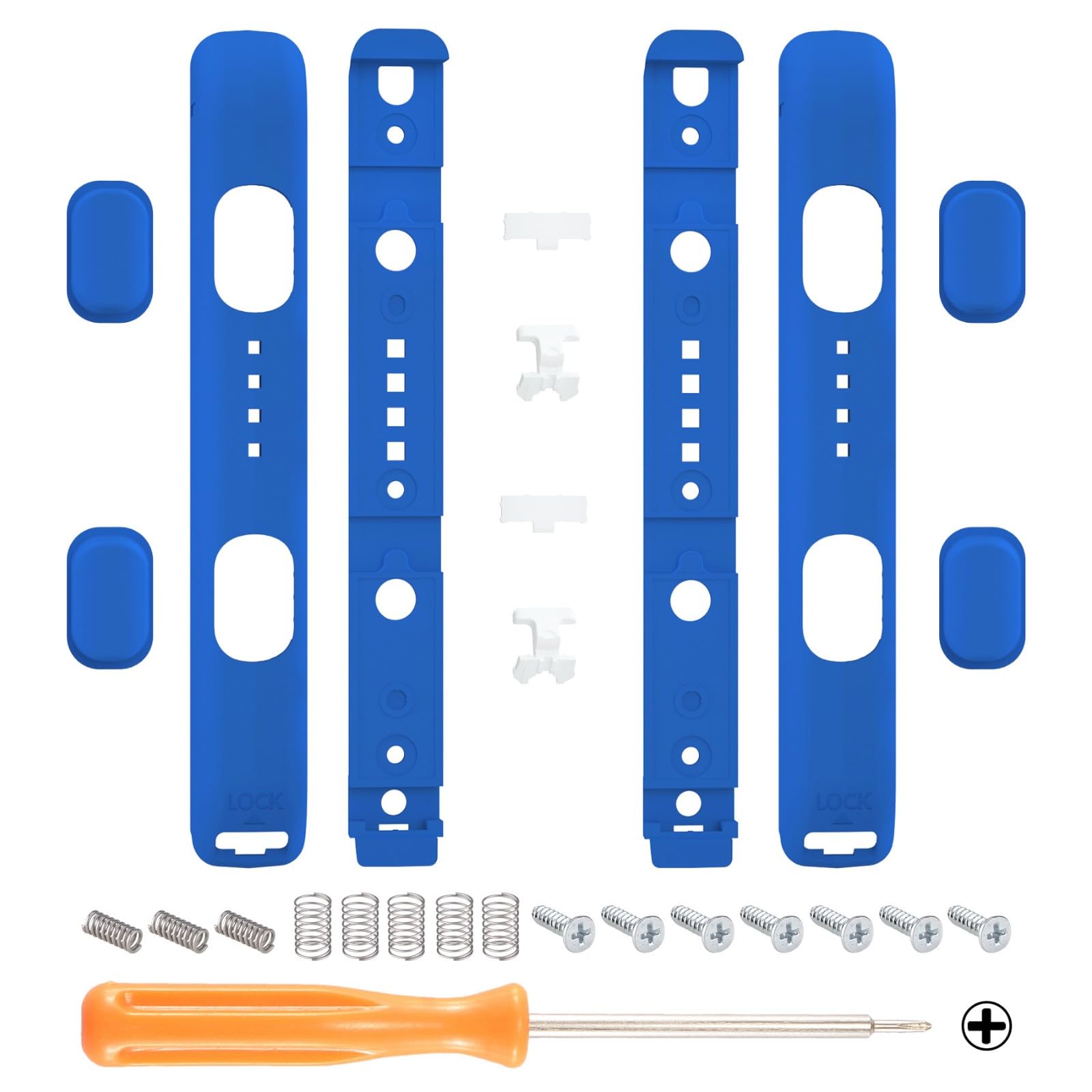 eXtremeRate DIY Replacement Shell for Joycon Strap  Blue Soft Touch Custom Controller Wrist Strap Housing Buttons for Nintendo Switch & Switch OLED Model - 2 Pack