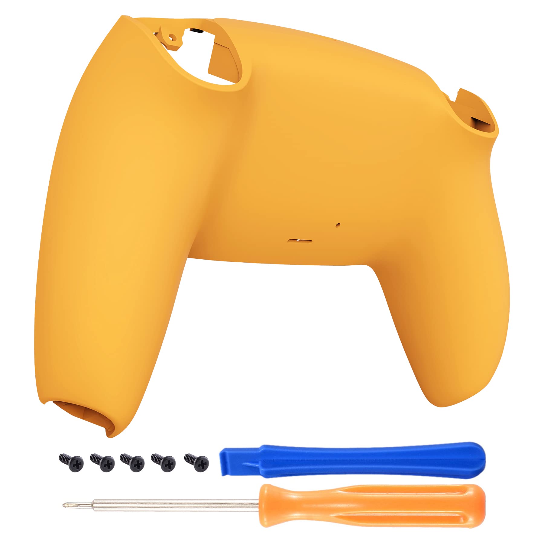 eXtremeRate Caution Yellow Soft Touch Grip Custom Back Plate Bottom Shell Compatible with ps5 Controller  Replacement Back Shell Cover Compatible with ps5 Controller