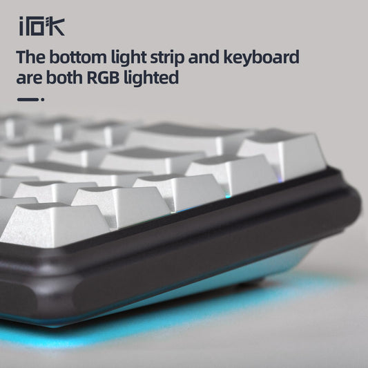 IROK CD67 RGB 60% Mechanical Gaming Keyboard - Hot-Swappable Red Switches, Wired, Full Metal Enclosure, Silver
