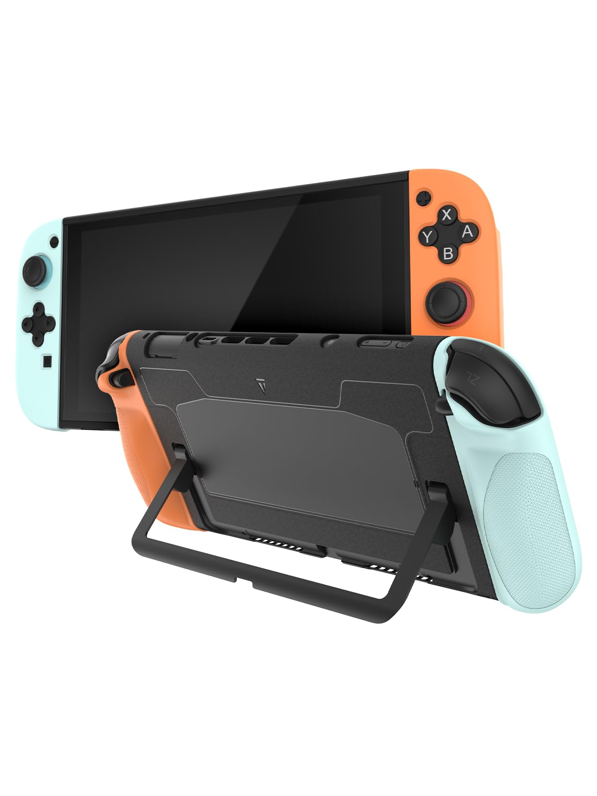 TUDIA Snap-On Case Compatible with Nintendo Switch 2 (2025) - [Kickstand Access] Dockable Slim Scratch-Resistant Console PC Cover with Enhanced Shockproof TPU Handheld Grip (Red/Blue  Black Back)
