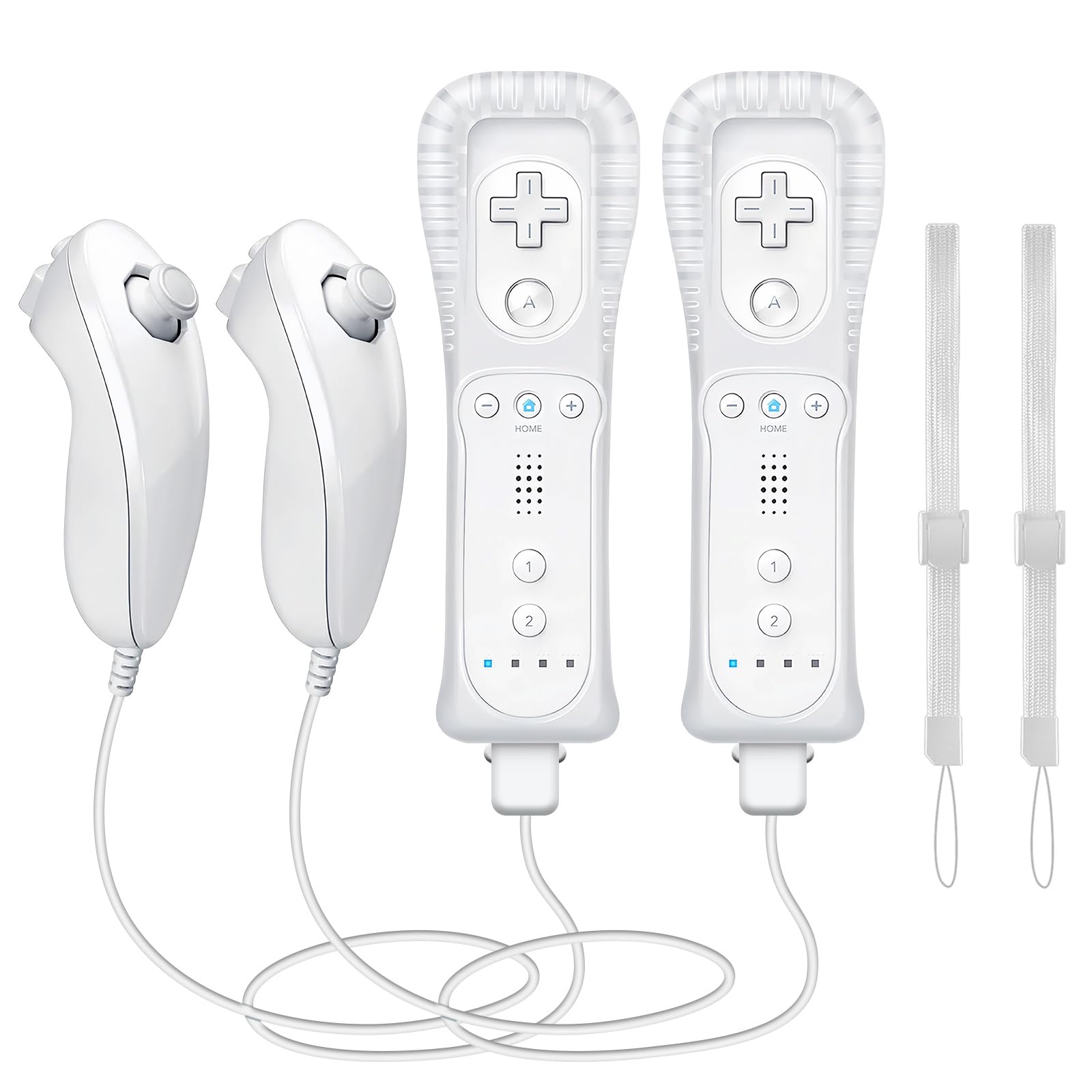 WDZP (White *2) Remote Controller with Motion Plus for Wii/WII U  2 in 1 Remote with Nunchuck Controller for Wii/WII U Console [nintendo_wii_u]