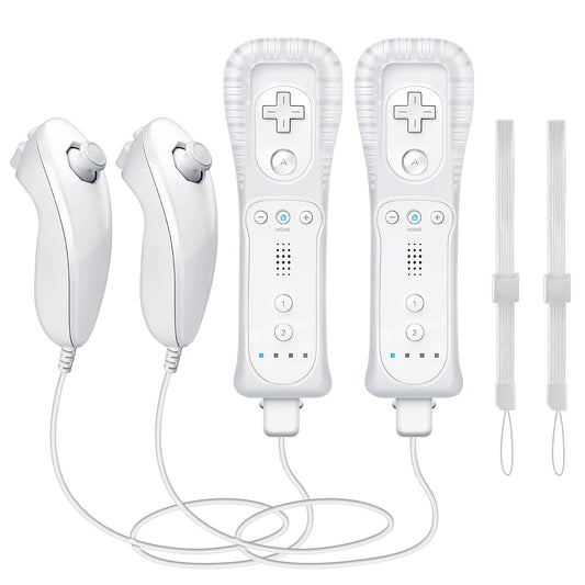 WDZP (White *2) Remote Controller with Motion Plus for Wii/WII U  2 in 1 Remote with Nunchuck Controller for Wii/WII U Console [nintendo_wii_u]