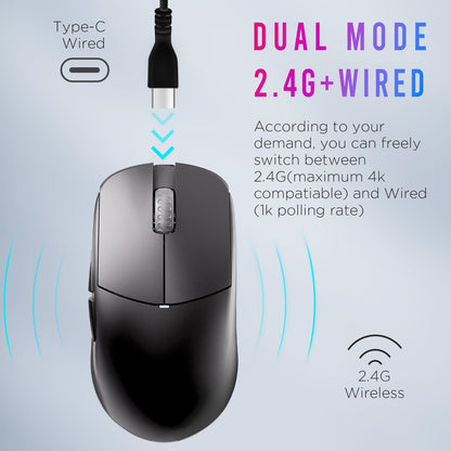 Lamzu Atlantis Mini Wireless Gaming Mouse - 51g, 26000 DPI, Symmetrical, Black, Model LA-MINI