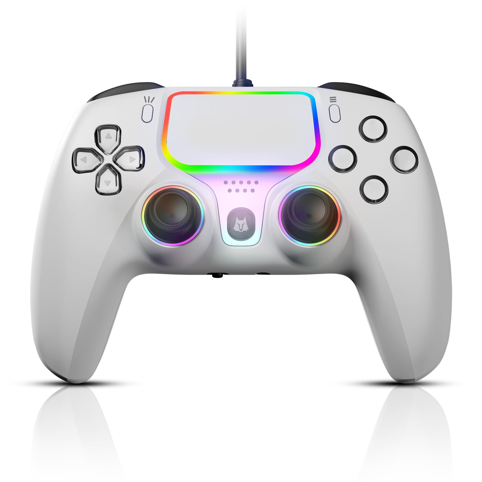 NBCP Wired PS5 Controller-Gaming Controller for PlayStation 5  PS4  PC/Steam Gamepads Dual Vibration and Hall Effect Triggers 6-Axis Gyroscope Turbo Function and 3.5mm Headphone Jack (White