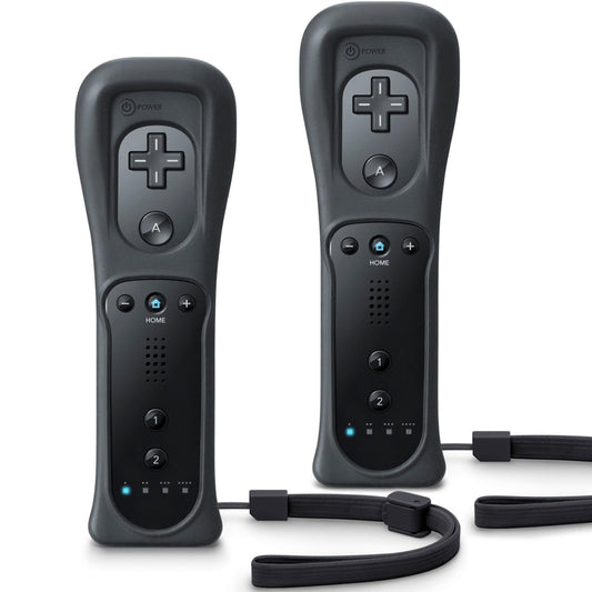 TIANHOO Wii & Wii U Remote Controller 2 Pack with Silicone Case & Wrist Strap - Black