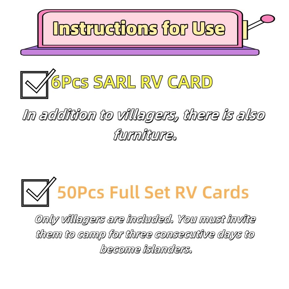 Generic 56Pcs NFC Mini RV Cards Set - 6Pcs SARL + 50Pcs Full Set, 1.25 x 0.86 inches, Black