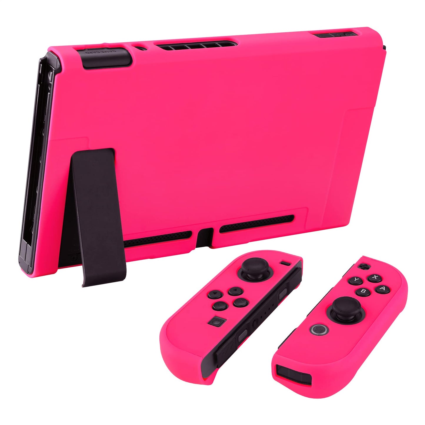 eXtremeRate PlayVital Back Cover for Nintendo Switch - Hard Shell Protector, Bright Pink, Model NTP340