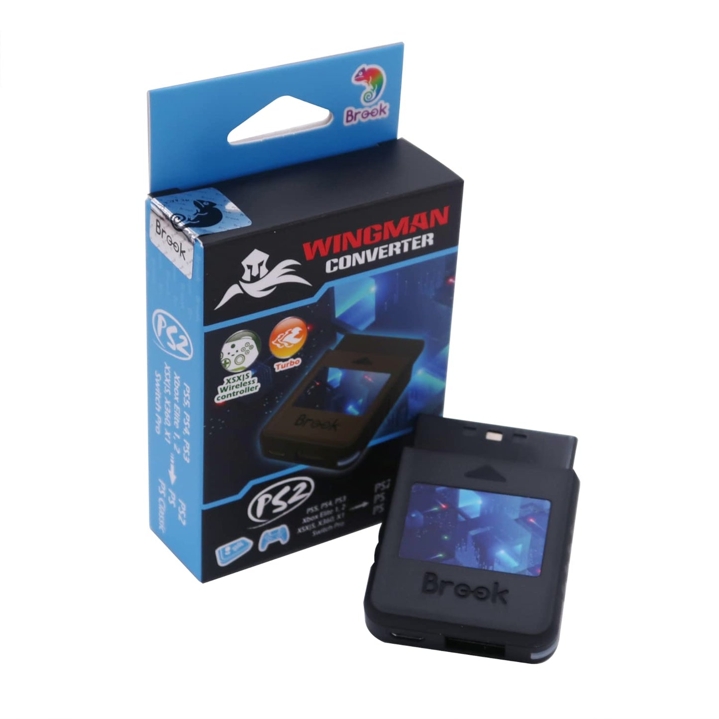 Brook Wingman PS2 Converter Game Controller Adapter for Xbox 360/Xbox One/XSX|S/Xbox Elite 1&2/PS5/PS4/PS3/Switch Pro to PS2/PS/PS Classic  Plug and Play  Low Latency Gaming Accessory
