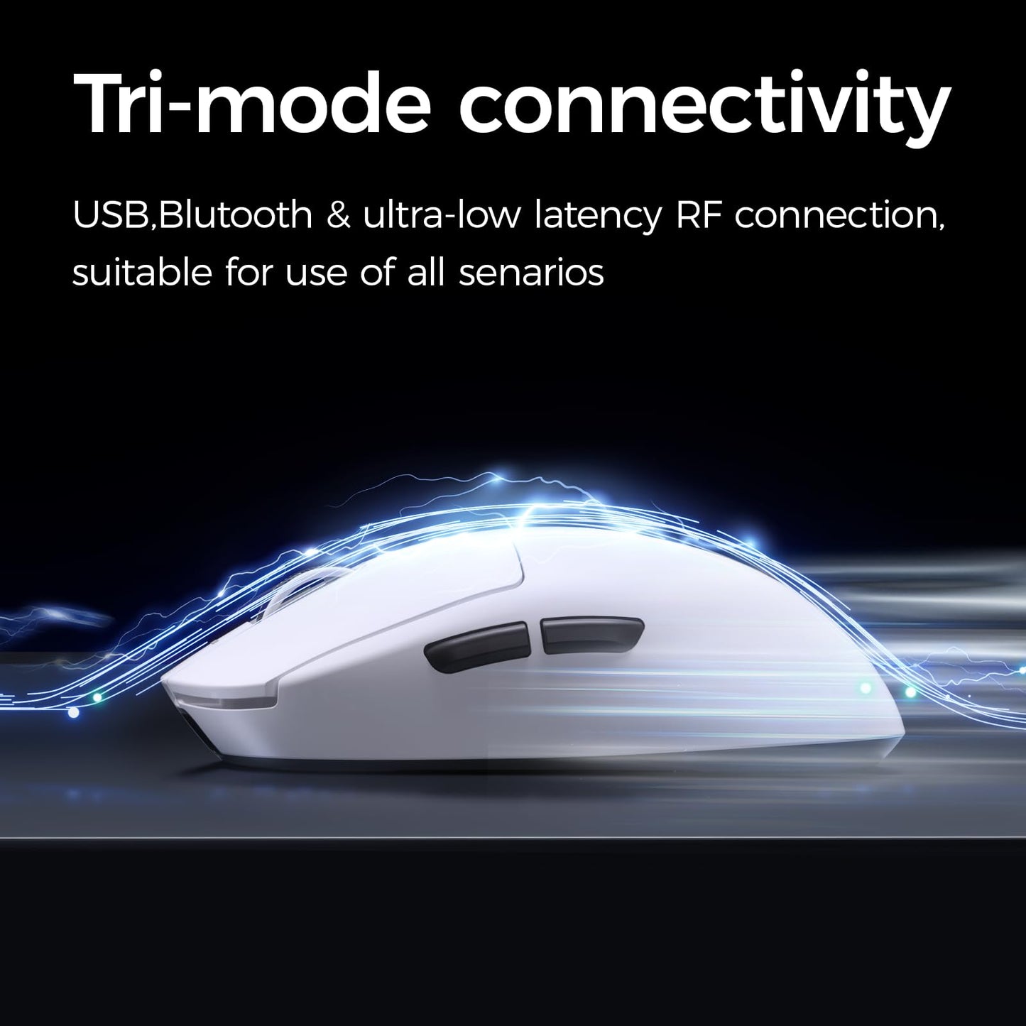 MCHOSE A7 Ultra Wireless Gaming Mouse - Tri-Mode, 42K DPI, 130 Hour Battery Life, 59g - Black