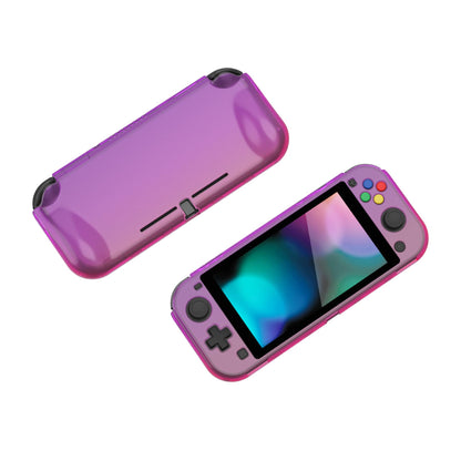 PlayVital ZealProtect Case for Nintendo Switch Lite - Ergonomic Grip, Anti-Scratch, Clear Atomic Purple Rose Red, Model PSLYP3012