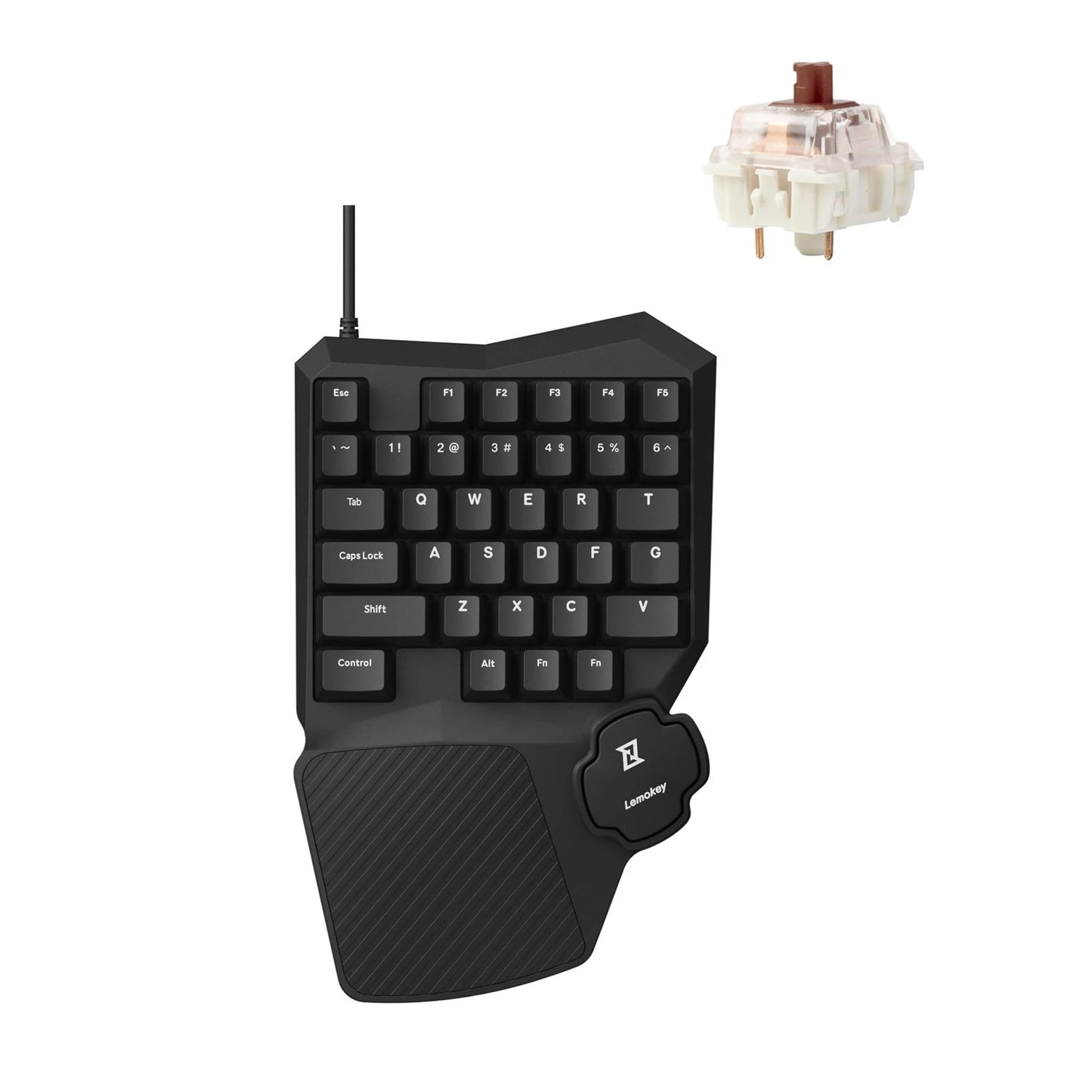 LEMOKEY X0 One Handed Gaming Keyboard  35 Keys North-Facing Red Backlit Wired QMK Keypad  Silicone Palm Rest  Shine-Through Double-Shot Keycaps with Tactile Brown Mechanical Switch for Windows/Linux