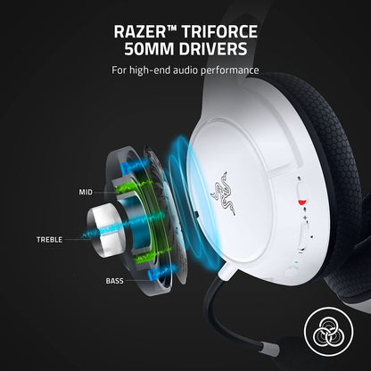 Razer Kaira Wireless Gaming Headset for Xbox - Triforce 50mm Drivers, Cardioid Mic, White, Model RZ04-03480200-R3U1