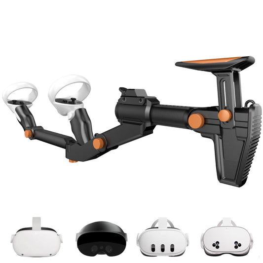 VR toy blastertock for Meta Quest 2 Quest 3 Quest 3S Quest Pro - Adjustable FPS Gaming Controller Accessories with Quick Magnetic Attachment Cheek Pad for Immersive VR Gameplay (Black)