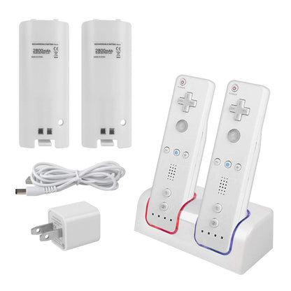Kulannder Wii Remote Battery Charger Station with Dual Charging Dock & 2 Rechargeable Batteries - White, Model KD-chargers02