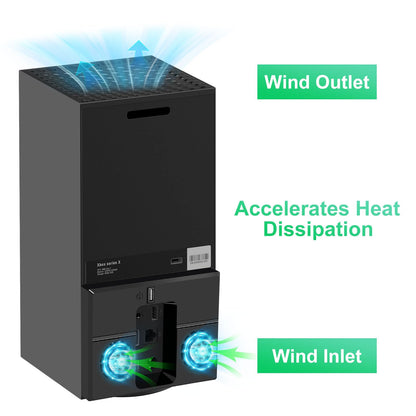 Linkstyle Vertical Cooling Fan for Xbox Series X - USB Powered Stand with Dual Fans, Black