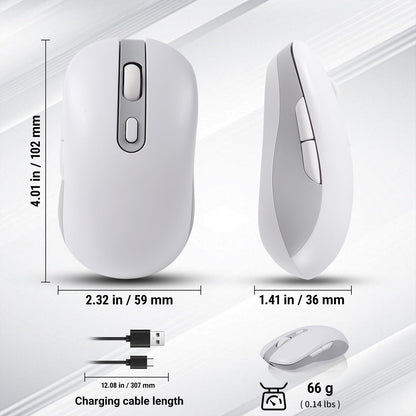 KUYHRF Wireless Mouse - 3 Modes Bluetooth 5.0 & 4.0, 2.4G Rechargeable Ergonomic Mouse for Laptop/PC/Mac/iPad Pro -