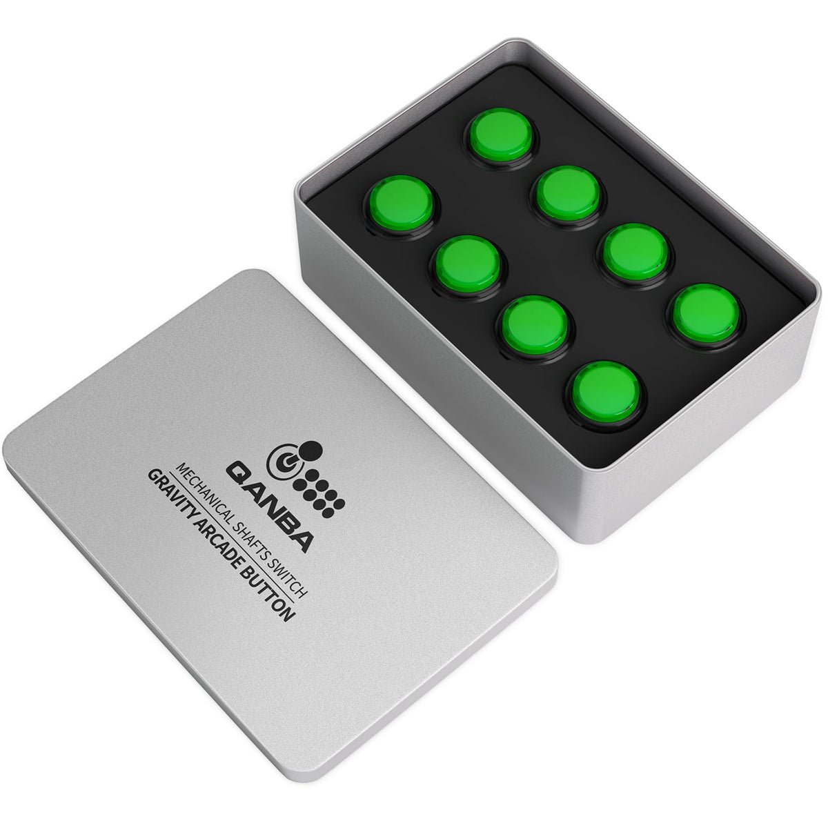 Qanba Gravity KS Mechanical Shafts Silent Pushbutton 30mm Snap-in (Boxed (Clear Green Black D09(8 pcs)
