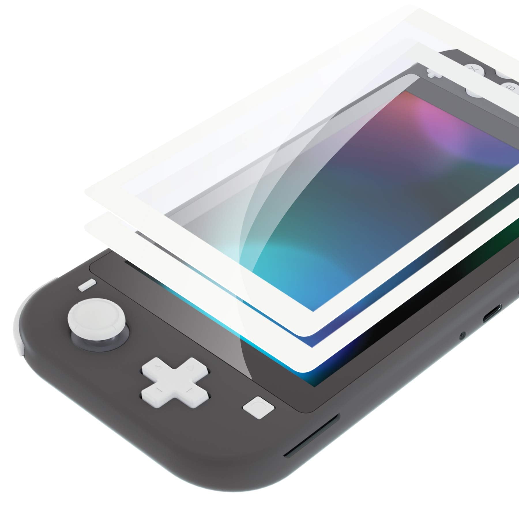 eXtremeRate 2 Pack White Border Transparent HD Clear Saver Protector Film  Tempered Glass Screen Protector for Nintendo Switch Lite [Anti-Scratch  Anti-Fingerprint  Shatterproof  Bubble-Free]