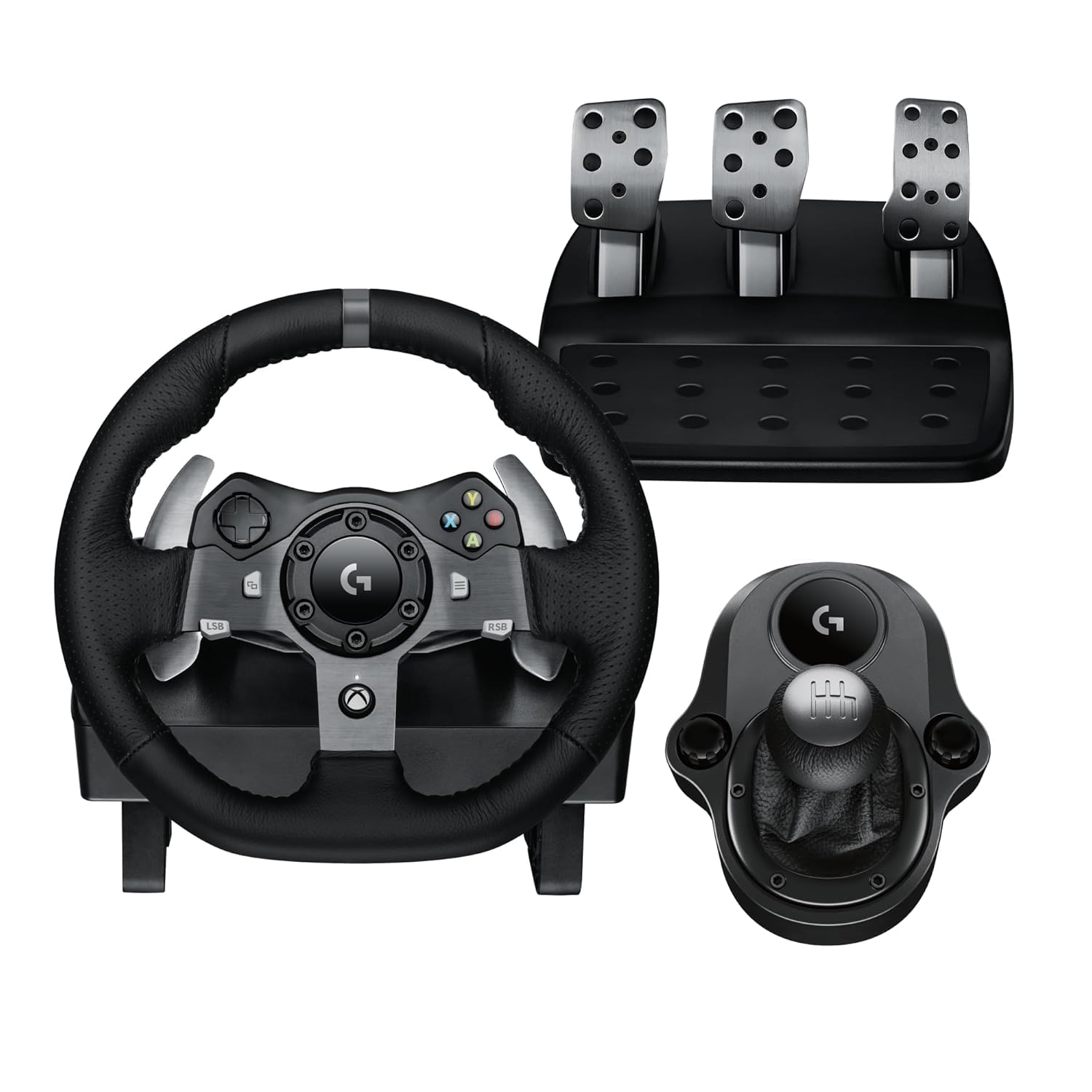 Logi tech G920 Driving Force Racing Wheel and Pedals  Force Feedback + Logitech G Driving Force Shifter - Xbox Series X|S  Xbox One and PC  Mac - Black (Wheel+Pedal+Shifter)