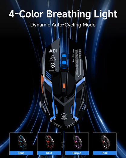SEUNKWANG G10 Wired Gaming Mouse - RGB Backlit, 3200 DPI, Ergonomic, Quiet Clicks, Black & Orange, 6 Buttons, 4.2FT Cord